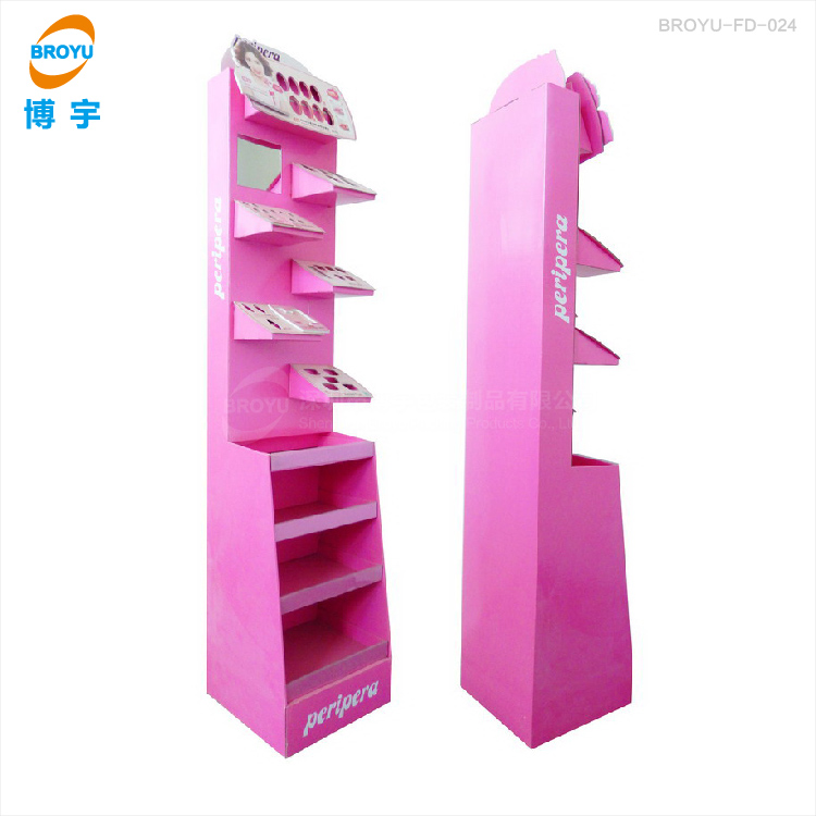 廠家定制眼影假睫毛唇膏等化妝品紙貨架 創(chuàng)意紙展架